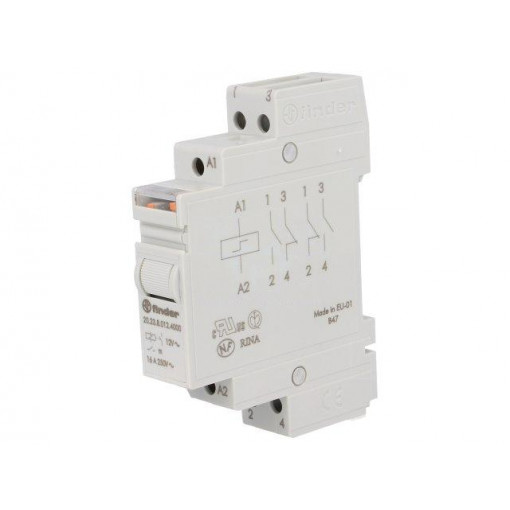 20.23.8.012.4000; Relay: installation; bistable; NC + NO; 12VAC; Mounting: DIN; 16A; FINDER 20.23.8.012.4000; Relay: installation; bistable; NC + NO; 12VAC; Mounting: DIN; 16A; FINDER
