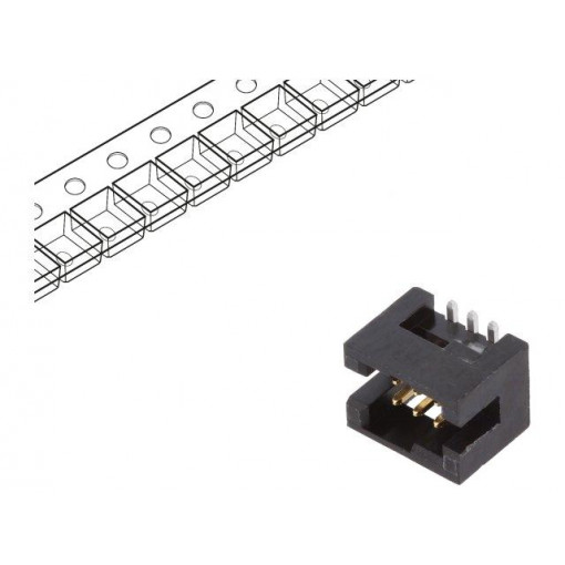 20021221-00006C4LF; Socket; IDC; Minitek127; male; PIN: 6; vertical; 1.27mm; SMT; on PCBs; AMPHENOL