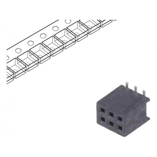 20021321-00006C4LF; Socket; pin strips; Minitek127; female; PIN: 6; vertical; 1.27mm; AMPHENOL