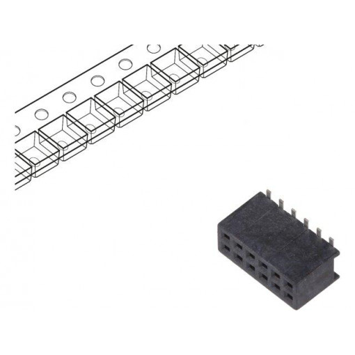 20021321-00012C4LF; Socket; pin strips; Minitek127; female; PIN: 12; vertical; 1.27mm; AMPHENOL