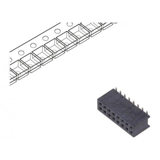20021321-00016C4LF; Socket; pin strips; Minitek127; female; PIN: 16; vertical; 1.27mm; AMPHENOL