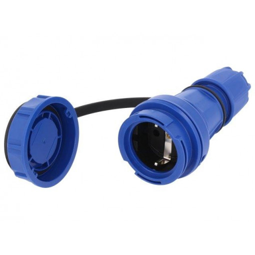 20251-B; Connector: AC supply; female; socket; 2P+PE; 250VAC; 16A; blue; PCE