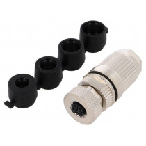 21038962505; Plug; M12; PIN: 5; female; L code-Power; for cable; IP67; straight; HARTING