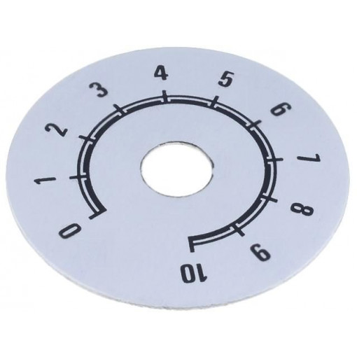 220.105; Scale; Range: 0 ÷ 10; Ø50mm; Øhole: 10mm; Mat: aluminium; SUPERTRONIC 220.105; Scale; Range: 0 ÷ 10; Ø50mm; Øhole: 10mm; Mat: aluminium; SUPERTRONIC