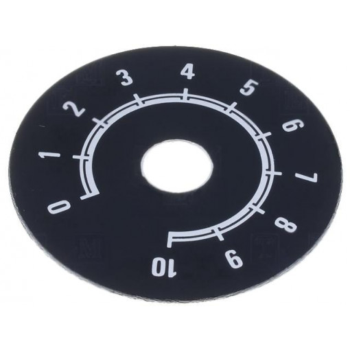 220.107; Scale; Range: 0 ÷ 10; Ø50mm; Øhole: 10mm; Mat: aluminium; SUPERTRONIC 220.107; Scale; Range: 0 ÷ 10; Ø50mm; Øhole: 10mm; Mat: aluminium; SUPERTRONIC