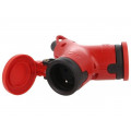 2421200-R; Connector: AC supply; splitter; 2P+PE; 250VAC; 16A; red; for cable; PCE 2421200-R; Connector: AC supply; splitter; 2P+PE; 250VAC; 16A; red; for cable; PCE