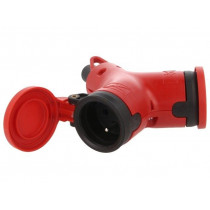 2421200-R; Connector: AC supply; splitter; 2P+PE; 250VAC; 16A; red; for cable; PCE