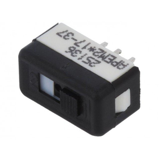25136NAB; Switch: slide; Pos: 2; SPDT; 2A/250VAC; ON-ON; No.of term: 3; APEM 25136NAB; Switch: slide; Pos: 2; SPDT; 2A/250VAC; ON-ON; No.of term: 3; APEM
