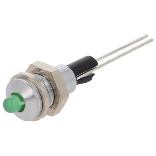 2663.8081; Indicator: LED; prominent; Cutout: Ø6mm; for PCB; brass; ØLED: 3mm; MENTOR