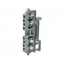 280-621; Splice terminal: rail; 2.5mm2; ways: 1; terminals: 4; grey; TS35; WAGO
