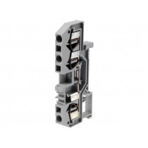 281-681; Splice terminal: rail; 4mm2; ways: 1; terminals: 3; grey; TS35; WAGO