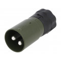 2824-19.00; Plug; circular; male; PIN: 2; for cable; soldering; Colour: olive; ELKE