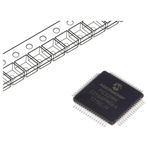 PIC32MM0256GPM064-I/PT; PIC microcontroller; Memory: 256kB; SRAM: 32kB; 2÷3.6VDC; SMD; MICROCHIP TECHNOLOGY