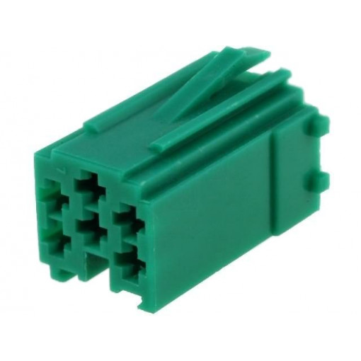 ; Connector housing; plug; Mini ISO; PIN: 6; green; 4CARMEDIA
