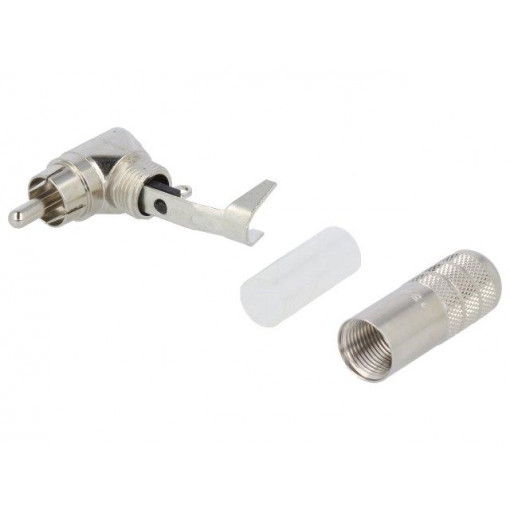 3502RA; Plug; RCA; male; angled 90°; soldering; silver; nickel plated; SWITCHCRAFT 3502RA; Plug; RCA; male; angled 90°; soldering; silver; nickel plated; SWITCHCRAFT