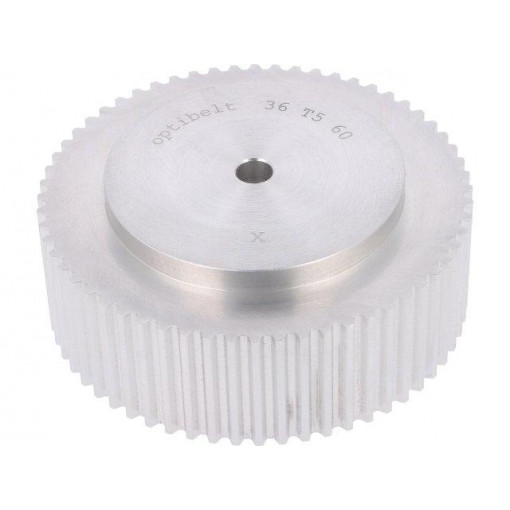 36 T5      60-000ZA; Belt pulley; T5; W: 25mm; whell width: 36mm; Ø: 94.65mm; aluminium; OPTIBELT