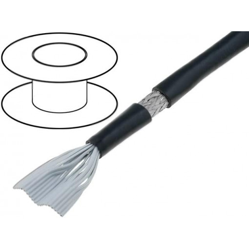 3659/26SF (100FT); Wire: ribbon; round; 1.27mm; stranded; Cu; 26x28AWG; PVC; black; 3M