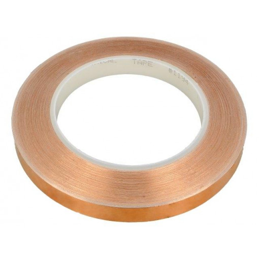 ; Tape: electrically conductive; W: 12mm; L: 33m; Thk: 0.066mm; copper; 3M ; Tape: electrically conductive; W: 12mm; L: 33m; Thk: 0.066mm; copper; 3M