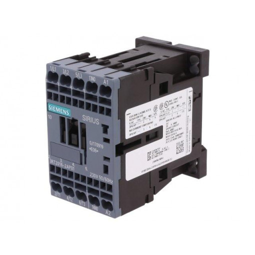 3RT2016-2AP01; Contactor: 3-pole; NO x3; Auxiliary contacts: NO; 230VAC; 9A; 3RT20; SIEMENS