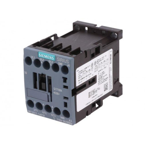 3RT2017-1AF01; Contactor: 3-pole; NO x3; Auxiliary contacts: NO; 110VAC; 12A; 690V; SIEMENS