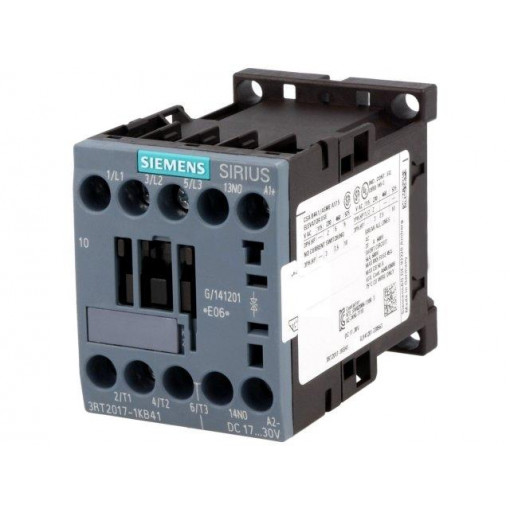 3RT2017-1KB41; Contactor: 3-pole; NO x3; Auxiliary contacts: NO; 24VDC; 12A; 3RT20; SIEMENS