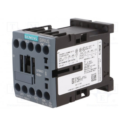 3RT2017-1KB42; Contactor: 3-pole; NO x3; Auxiliary contacts: NC; 24VDC; 12A; 3RT20; SIEMENS
