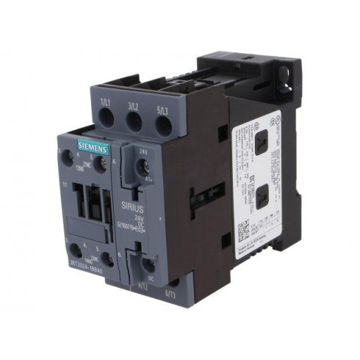 3RT2024-1BB40; Contactor: 3-pole; NO x3; Auxiliary contacts: NO + NC; 24VDC; 12A; SIEMENS