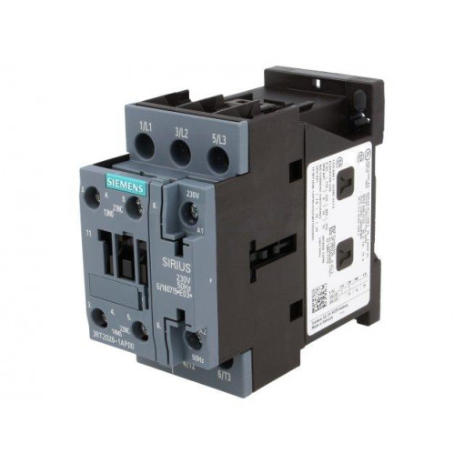 3RT2026-1AP00; Contactor: 3-pole; NO x3; Auxiliary contacts: NO + NC; 230VAC; 25A; SIEMENS