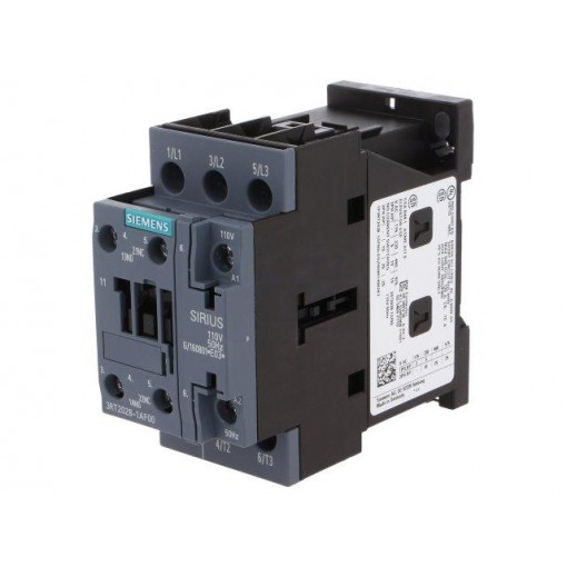 3RT2028-1AF00; Contactor: 3-pole; NO x3; Auxiliary contacts: NO + NC; 110VAC; 40A; SIEMENS