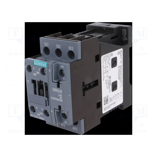 3RT2028-1BB40; Contactor: 3-pole; NO x3; Auxiliary contacts: NO + NC; 24VDC; 40A; SIEMENS