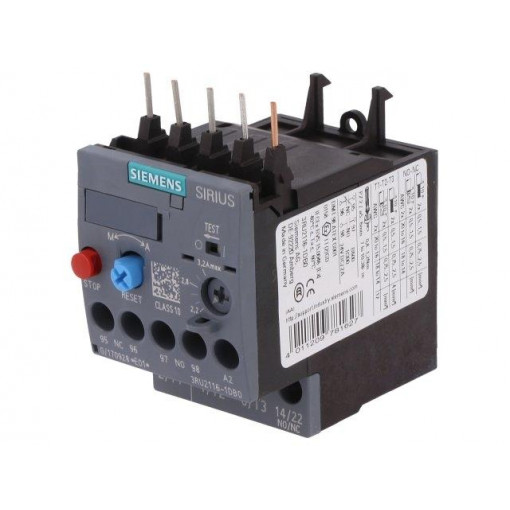 3RU2116-1DB0; Thermal relay; Series: 3RT20; Size: S00; Auxiliary contacts: NC,NO; SIEMENS