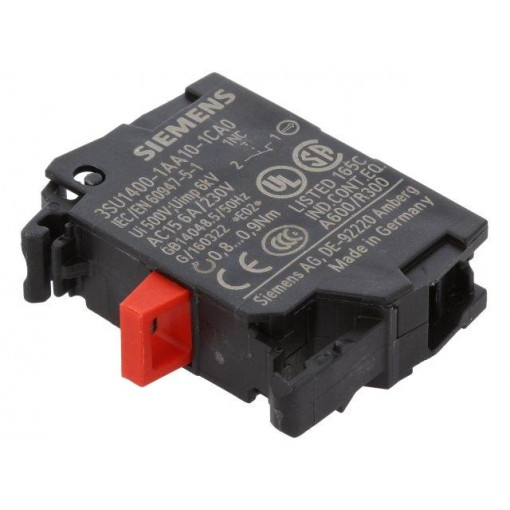 3SU1400-1AA10-1CA0; Contact block; 22mm; 3SU1.5; -25÷70°C; front fixing; Contacts: NC; SIEMENS