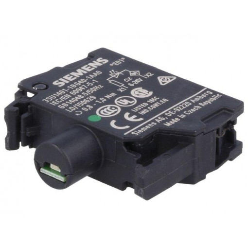 3SU1401-1BG40-1AA0; Illuminating unit; 22mm; 3SU1.5; -25÷70°C; Illumin: LED; front; SIEMENS