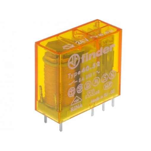 40.52.8.024.0000; Relay: electromagnetic; DPDT; Ucoil: 24VAC; 8A/250VAC; 8A/30VDC; FINDER