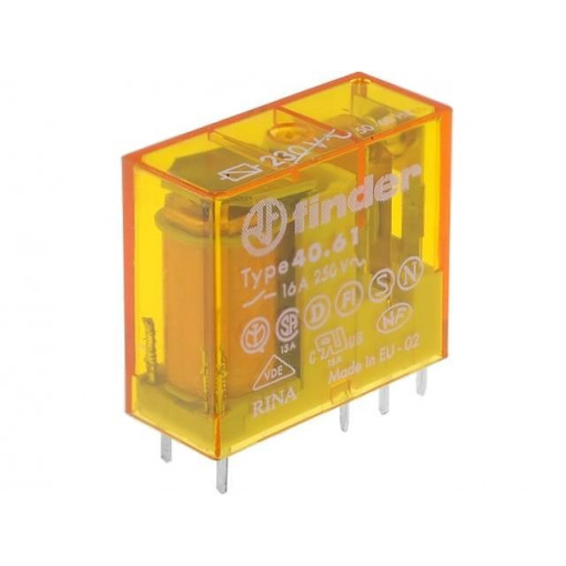 40.61.8.230.4000; Relay: electromagnetic; SPDT; Ucoil: 230VAC; 16A/250VAC; 16A/30VDC; FINDER
