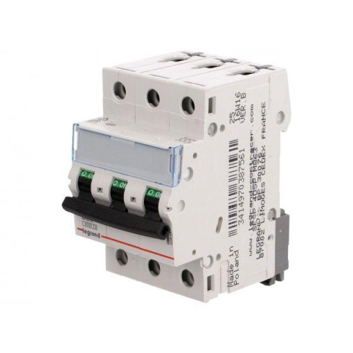 S 303 B20 TX; Circuit breaker; 400VAC; Inom: 20A; Poles: 3; DIN; Charact: B; 6kA; LEGRAND