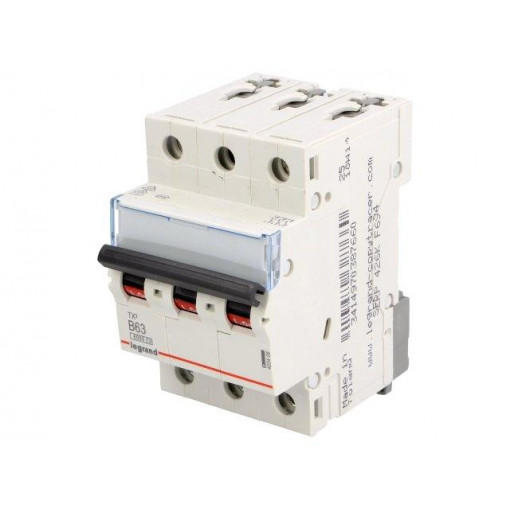 S 303 B63 TX; Circuit breaker; 400VAC; Inom: 63A; Poles: 3; DIN; Charact: B; 6kA; LEGRAND