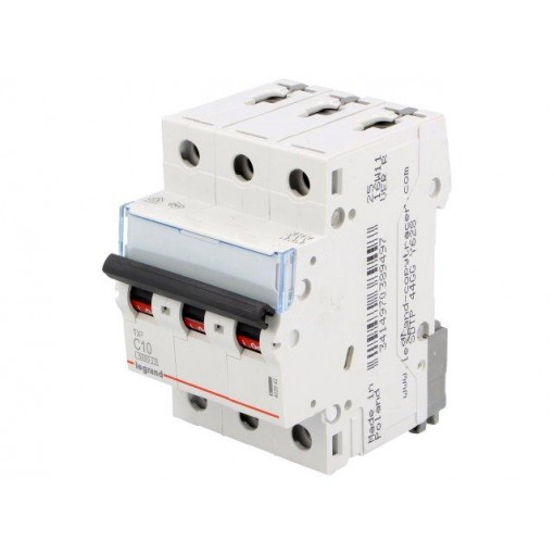 S 303 C10 TX; Circuit breaker; 400VAC; Inom: 10A; Poles: 3; DIN; Charact: C; 6kA; LEGRAND
