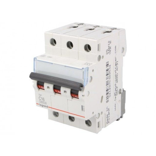 S 303 C16 TX; Circuit breaker; 400VAC; Inom: 16A; Poles: 3; DIN; Charact: C; 6kA; LEGRAND