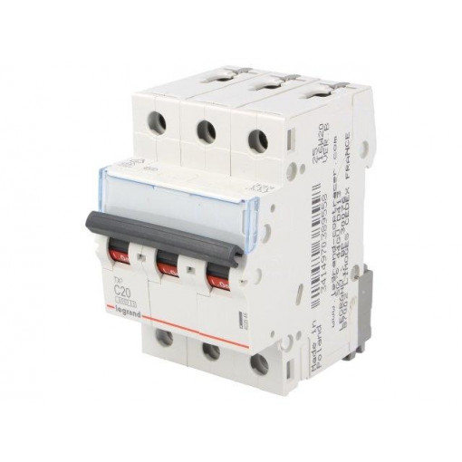 S 303 C20 TX; Circuit breaker; 400VAC; Inom: 20A; Poles: 3; DIN; Charact: C; 6kA; LEGRAND