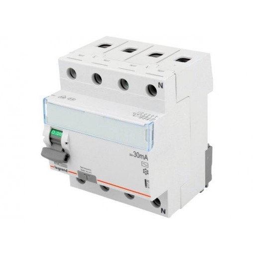 P 304 63-30-AC TX; RCD breaker; Inom: 63A; Ires: 30mA; Max surge current: 250A; 400V; LEGRAND