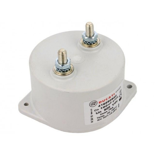 416890950; Capacitor: polypropylene; DC-Link; 100uF; 900VDC; 45mm; ±10%; DUCATI ENERGIA 416890950; Capacitor: polypropylene; DC-Link; 100uF; 900VDC; 45mm; ±10%; DUCATI ENERGIA