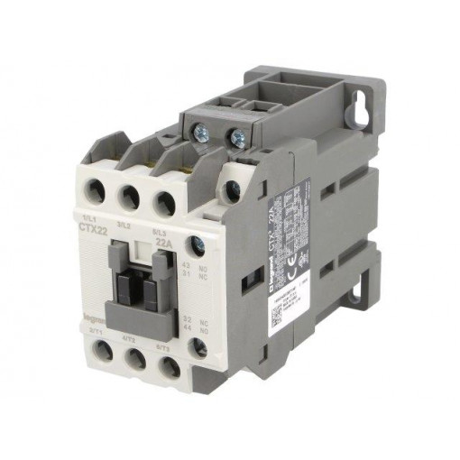 CTX3 3P 22A 1NO1NC  24V DC; Contactor: 3-pole; NO x3; Auxiliary contacts: NO + NC; 24VDC; 22A; LEGRAND