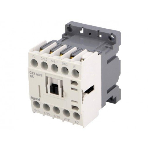 CTX3 MINI 3P 6A 1NC 230VAC; Contactor: 3-pole; NO x3; Auxiliary contacts: NC; 230VAC; 6A; DIN; LEGRAND