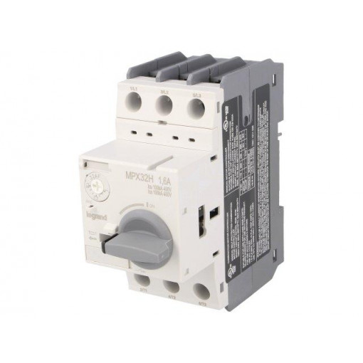 MPX3 32H 1.0-1.6A; Motor breaker; 0.37/0.55kW; 230÷690VAC; DIN; IP20; -20÷60°C; LEGRAND