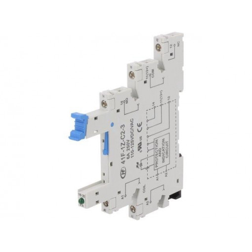 41F-1Z-C2-3; Socket; PIN: 5; 6A; 250VAC; Mounting: DIN; Leads: screw terminals; HONGFA RELAY 41F-1Z-C2-3; Socket; PIN: 5; 6A; 250VAC; Mounting: DIN; Leads: screw terminals; HONGFA RELAY