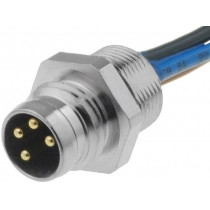 SAL-8-FS4-0,2; Connector: M8; 0.2m; male; PIN: 4; for panel mounting,screw-in; CONEC