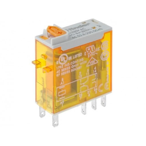 46.52.8.024.0040; Relay: electromagnetic; DPDT; Ucoil: 24VAC; 8A/250VAC; 8A/30VDC; FINDER