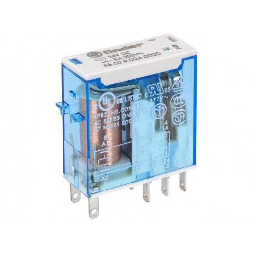46.52.9.024.0020; Relay: electromagnetic; DPDT; 24VDC; miniature,industrial; 5mm; FINDER