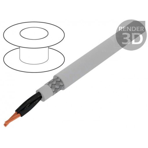 470021CY GE033; Wire; Pro-Met; 2x1mm2; tinned copper braid; PVC; grey; 300/500V; ALPHA WIRE